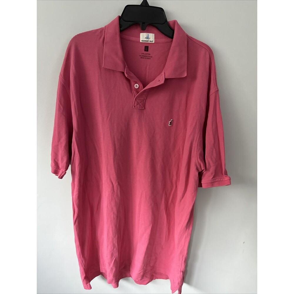 JOHNNIE O Hangin Out Polo Shirt Golf Men’s Size L Large Solid Pink Cotton Blend